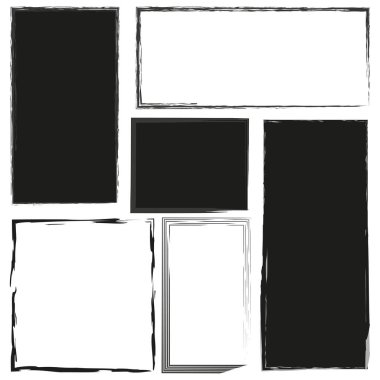 Grunge tarzı kare ve dikdörtgen şekiller. Vektör çizimi. EPS 10. Resim yükle.