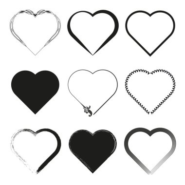 Kalp ve aşk ikonu. Vektör çizimi. EPS 10. Resim yükle.