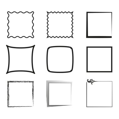 Grunge Siyah ve Beyaz Çerçeve seti. Vektör çizimi. EPS 10. Resim yükle.