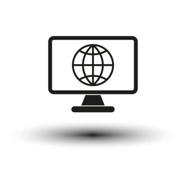 İnternet simgesi. Monitör ve küre simgesi. Vektör çizimi. EPS 10. Resim yükle.