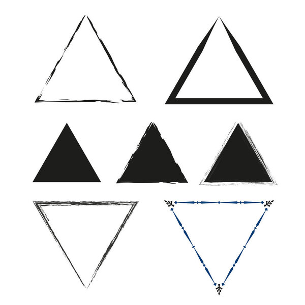 Набор текстуры гранж треугольной кисти. Векторная иллюстрация. EPS 10. Изображение.