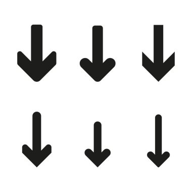 Ok Aşağı simgesi. Vektör çizimi. EPS 10. Resim yükle.