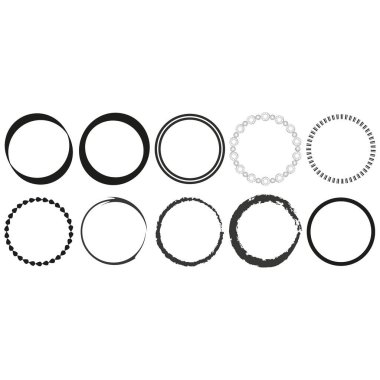 Bir dizi grunge dairesi. Vektör çizimi. EPS 10. Resim yükle.