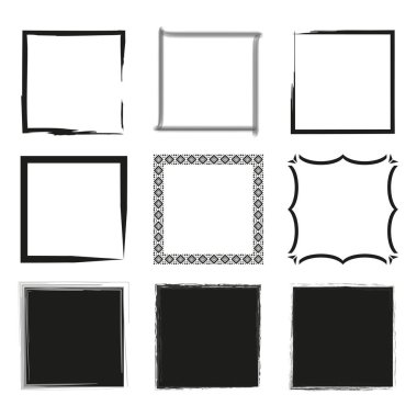 Elle çizilmiş kare çerçeve. Vektör çizimi. EPS 10. Resim yükle.