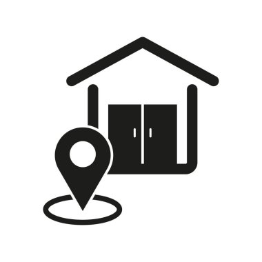 Dükkan konumu simgesi. Pazar adresi simgesi. Vektör çizimi. EPS 10. Resim yükle.