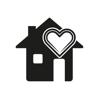 Home Heart Icon, Sevgi ve Aile Konforu Sembolü. Vektör çizimi. EPS 10. Resim yükle.