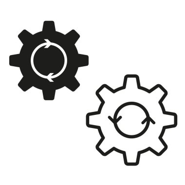 İşlem simgesi. Ok işleme sembollü çark. Vites ve oklar. Vektör çizimi. EPS 10. Resim yükle.