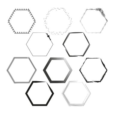 Boyalı altıgen koleksiyonu. Vektör çizimi. EPS 10. Resim yükle.