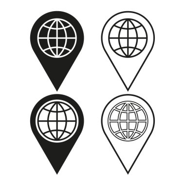 Küre iğne simgesi. Vektör çizimi. EPS 10. Resim yükle.