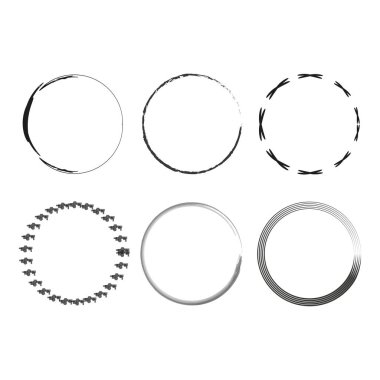 Basit dairesel çizgiler. Fırça ve kesik stiller. Geometrik minimalizm. Vektör çizimi. EPS 10. Resim yükle.