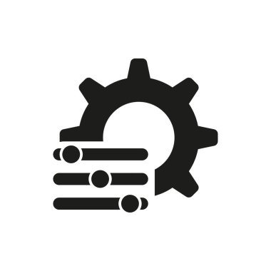 Veri otomasyon dişlisi simgesi. Bulut hesaplama teknolojisi. Vektör çizimi. EPS 10. Resim yükle.