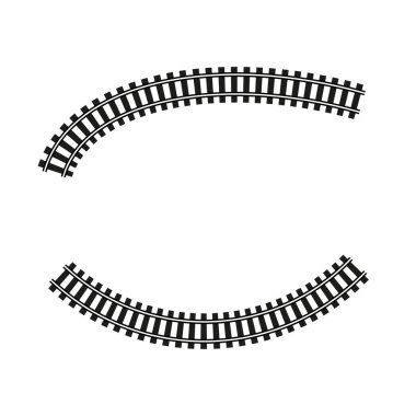 Eğri demiryolu rayları. Ulaşım ağı. Vektör çizimi. EPS 10. Resim yükle.