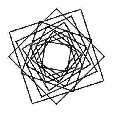 Birbirine karışan geometrik kareler. Karmaşık çizgi sanatı. Dinamik soyut. Vektör çizimi. EPS 10. Resim yükle.