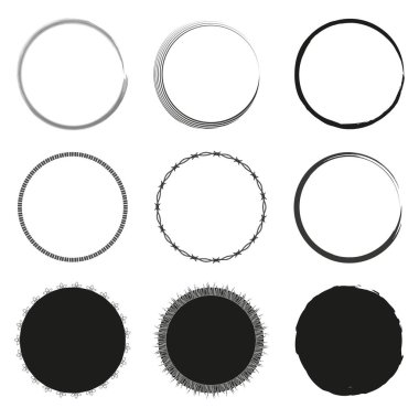 Çember simgesi hazır. Çeşitli sınırlar. Sanatsal öğeler. Vektör çizimi. EPS 10. Resim yükle.