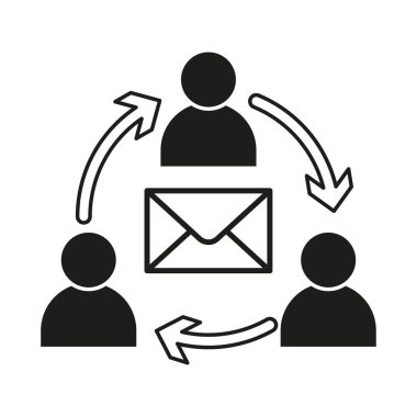 İletişim simgesi. Mesaj değişimi. Sosyal etkileşim. Vektör çizimi. EPS 10. Resim yükle.