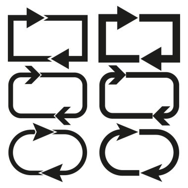 Simge değişim süreci. Veri eşzamanlaması için oklar. Döngü senkronizasyonu sembolü. Vektör çizimi. EPS 10. Resim yükle.
