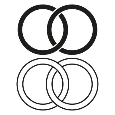 Simge birbirine kenetlenmiş halkalar. Birlik sadeliği sembolü. Tasarımda zarafet. Vektör çizimi. EPS 10. Resim yükle.