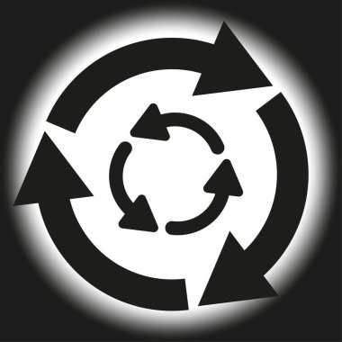 Ok döngüsü, geri dönüşüm. Devamlılık devam ediyor. Sürdürülebilir döngü akar. Dinamik rotasyon yenileniyor. Vektör çizimi. EPS 10. Resim yükle.