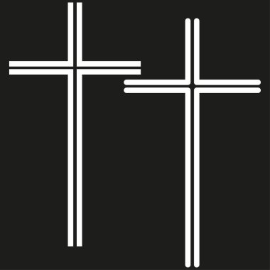 Haçlar, siyah kontrast. Basitlikte ruhanilik. Geometri yoluyla inanç. Minimalist tasarım. Vektör çizimi. EPS 10. Resim yükle.