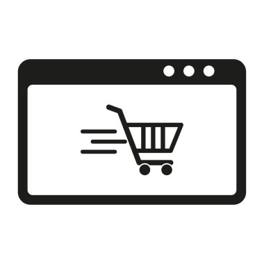 Web Tarayıcı Simgesi 'nde çevrimiçi alışveriş arabası. Vektör çizimi. EPS 10. Resim yükle.