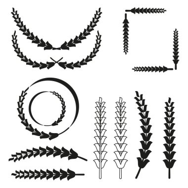 Siyah defne çelenkleri ve dalları. Vektör çizimi. EPS 10. Resim yükle.