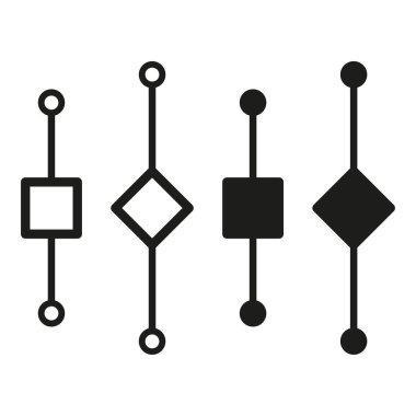 Geometrik devre simgeleri. Bağlantı ve ağ elemanları. Veri akışı ve bağlantı sembolleri. Vektör çizimi. EPS 10. Resim yükle.