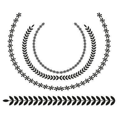 Black laurel wreath vector set for ceremonial designs. Vector illustration. EPS 10. Stock image. clipart
