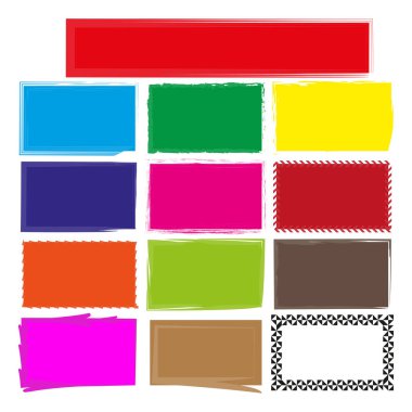 Renkli kenarlı vektör çerçevelerinin toplanması. Vektör çizimi. EPS 10. Resim yükle.