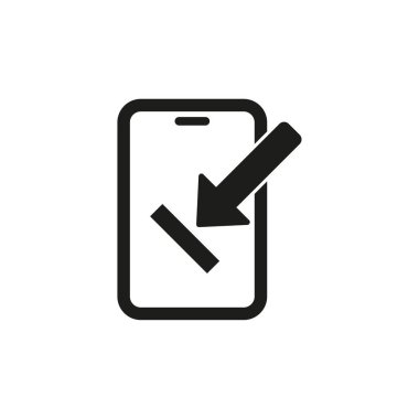 Gelen arama ikonlu akıllı telefon. Oklu dokunmatik ekran cihazı. Mobil iletişim sembolü. Vektör çizimi. EPS 10. Resim yükle.