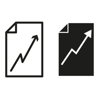 Büyüme ok simgesi içeren rapor kağıdı. Belge sembolündeki tabela işaretini arttır. Vektör çizimi. EPS 10. Resim yükle