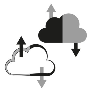 Bulut bilgisayarı yükleme ve indirme simgeleri. Veri transferi konsepti. Vektör çizimi. EPS 10. Resim yükle.
