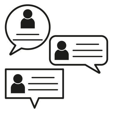 Kullanıcı profili sohbet baloncukları simgeleri. Kişisel mesaj iletişim sembolleri. Vektör çizimi. EPS 10. Resim yükle.