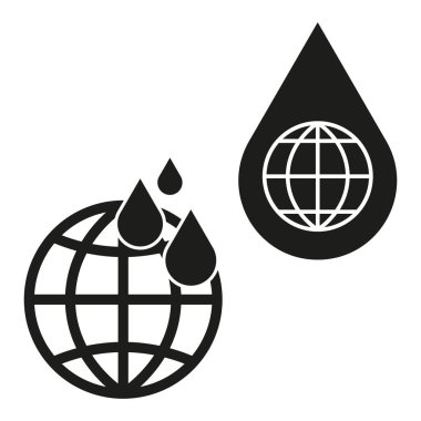 Küresel su kaynakları simgesi. Çevre koruma sembolü. Vektör çizimi. EPS 10. Resim yükle.