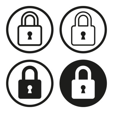 Kilit simgeleri ayarlandı. Güvenlik ve koruma sembolleri. Vektör çizimi. EPS 10. Resim yükle.