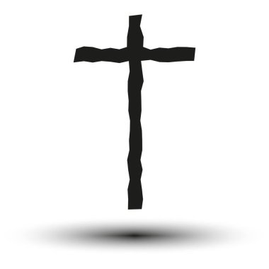 Rough Cross 'un silueti. Dini sembol vektör illüstrasyonu. EPS 10. Resim yükle.