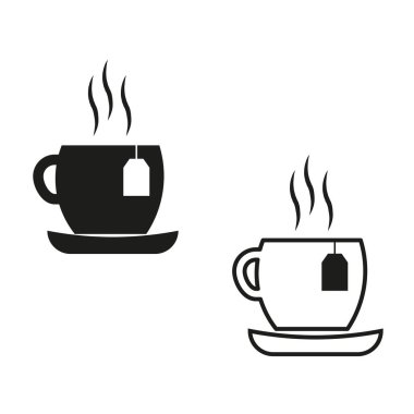 Çay fincanı ikonu seti. Sıcak içecek vektör illüstrasyonu. EPS 10. Resim yükle.