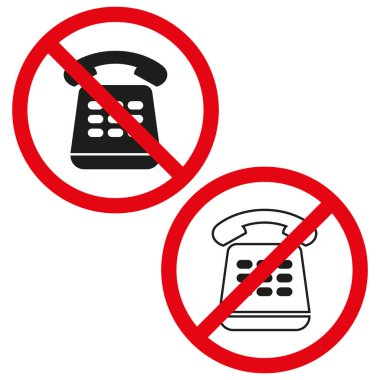 Telefon işareti yok. Vektör yasağı sembolü. Kırmızı ve siyah telefon yasağı. İletişim kısıtlaması. EPS 10.