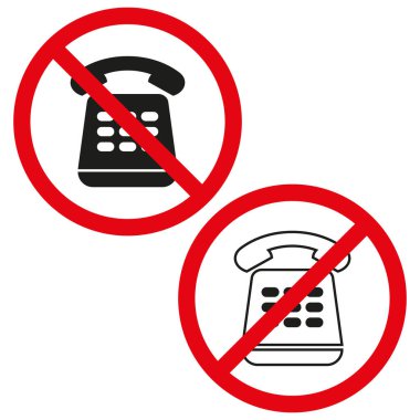 No phone sign. Vector prohibition symbol. Red and black telephone ban. Communication restriction. EPS 10. clipart