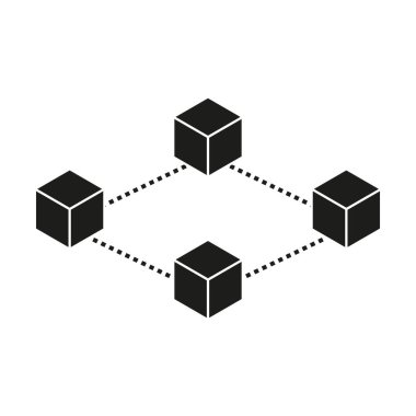 Dairesel düzende birbirine bağlı bloklar. Vektör ağı kavramı. Isometric küp düğümleri. Dağıtılmış defter teknolojisi. EPS 10.