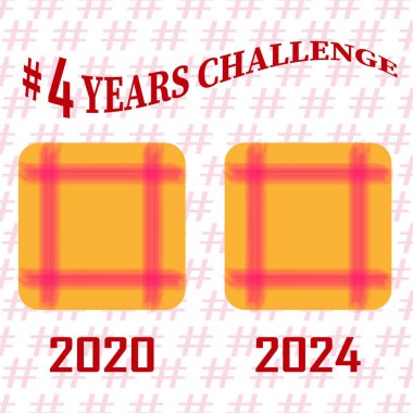 Four years transformation. Vector hashtag comparison squares. Transparent overlay grid. EPS 10. clipart