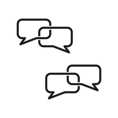 Birbirine bağlı sohbet baloncukları simgesi. Konuşma vektör sembolleri. Diyalog ve iletişim tasarımı. Siyah taslak simgeleri. EPS 10.