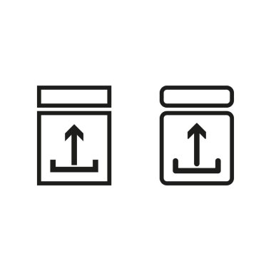 Vektör gönderme simgeleri ayarlandı. Modern dosya aktarım sembolleri. Basit siyah beyaz tasarım. Ok kutunun içinde. EPS 10.