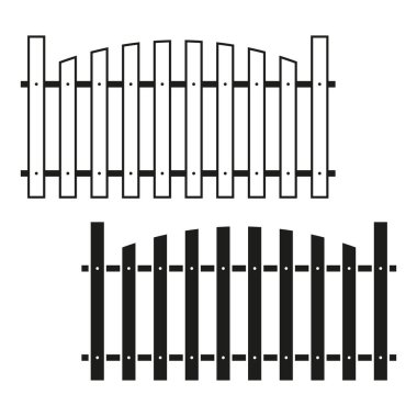 Beyaz ve siyah çitler. Basit doğrusal tasarım. Klasik bahçe elementi. Vektör çizimi. EPS 10.