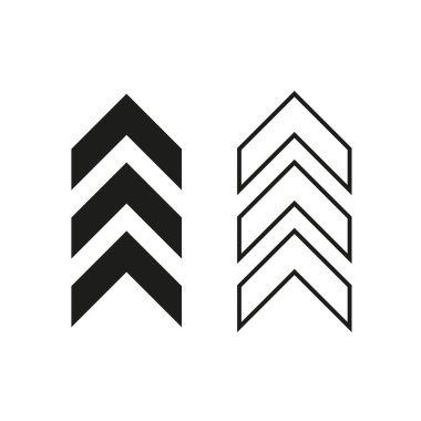 Sembol okları ayarlandı. Yukarı doğru. Geometrik tasarım. Vektör simgeleri. EPS 10.