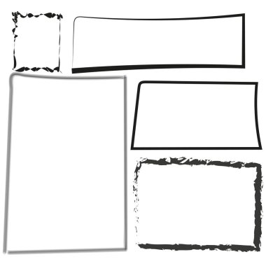 Beş farklı çerçeve. Soyut siyah sınırlar. Çeşitli şekillerde vektör. Yaratıcı tasarım. EPS 10.