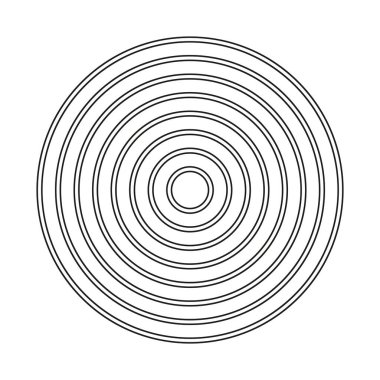 Eşmerkezli daire deseni. Siyah beyaz tasarım. Geometrik vektör çizimi. Asgari grafik öğesi. EPS 10.