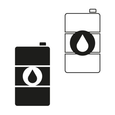 Yağ tenekesi simgesi. Siyah ve beyaz. Sıvı damlası sembolü. Vektör çizimi. EPS 10.