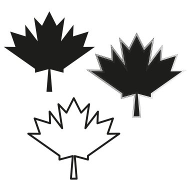 Akçaağaç yaprağı. Basit vektör simgesi. Siyah ve beyaz. Kanada ve doğanın sembolü. EPS 10.
