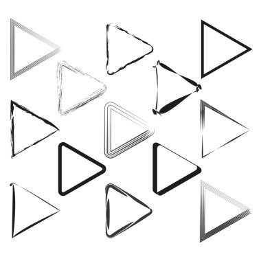 Soyut üçgen çerçeveler. Grunge geometrik sınırları. Farklı dokulu üçgenler. Vektör grafik tasarımı. EPS 10.