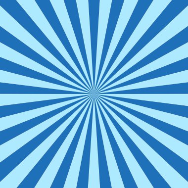 Radyal patlama vektörü. Mavi güneş patlaması arka planı. Çizgili ışın deseni. Dinamik soyut tasarım. EPS 10.